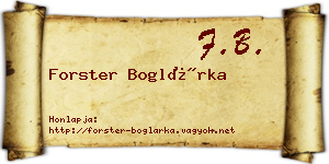 Forster Boglárka névjegykártya